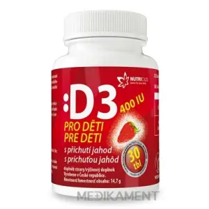 NUTRICIUS Vitamín D3 pre deti 400 IU s príchuťou jahôd tablety 30 ks