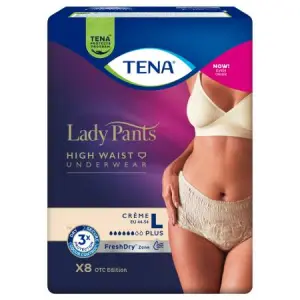 TENA Lady Pants Plus Creme L dámske naťahovacie inkontinenčné nohavičky krémové 8 ks