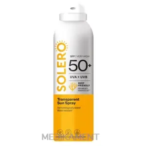 SOLERO Priehľadný opaľovací sprej SPF50+ vodoodolný 200 ml