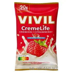 VIVIL BONBONS CremeLife STRAWBERRY drops so smotanovo jahodovou príchuťou bez cukru 90 g