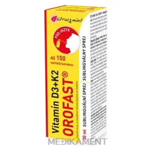 OROFAST Vitamín D3+K2 Axonia sublingválny sprej 150 dávok príchuť citrus a mäta 30 ml