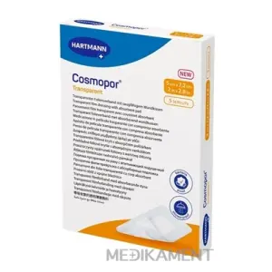 Cosmopor transparent priehľadné fóliové krytie na rany sterilné 5 x 7,2 cm 5 ks