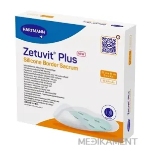 ZETUVIT Plus Silicone Border Sacrum kompres sterilný 23 x 23 cm 10 ks