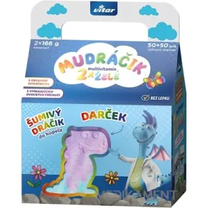 Vitar MUDRÁČIK multvitamín želé zmes príchutí + darček: šumivý dráčik chlapec 100 ks