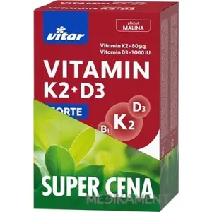 VITAR VITAMIN K2 + D3 FORTE DUOPACK tablety príchuť malina 2 x 60 ks 