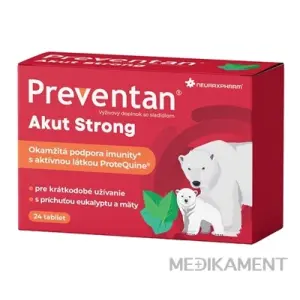 Neuraxpharm Preventan Akut Strong tablety s príchuťou eukalyptu a mäty 24 ks
