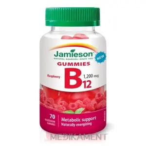 JAMIESON VITAMÍN B12 GUMMIES želatínové pastilky s malinovou príchuťou 70 ks