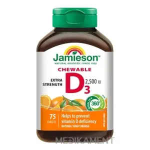 JAMIESON VITAMÍN D3 2500 IU tablety na cmúľanie s príchuťou pomaranča 75 ks