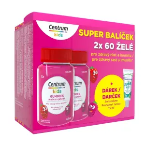 Centrum kids GUMMIES malina a jahoda želé s vitamínmi a minerálmi + darček 2 x 60 ks 