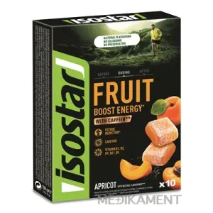 Isostar Energy Fruit Boost apricot marhuľové energetické želé kocky s kofeínom 10 x 10 g 