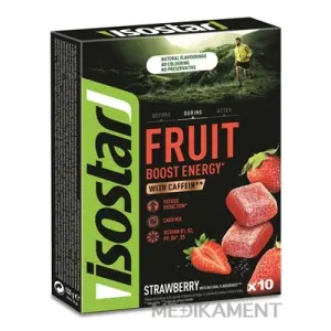 Isostar Energy Fruit Boost strawberry jahodové energetické želé kocky s kofeínom 10 x 10 g