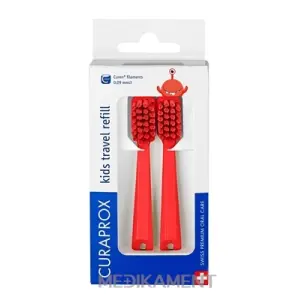 CURAPROX Kids travel refill CS 5500 červený DUO náhradné hlavičky na kefku ultra soft 2 ks