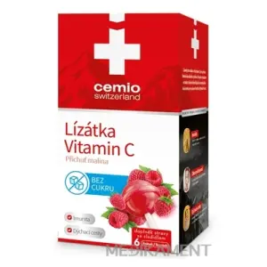 Cemio Lízanky Vitamín C s malinovou príchuťou bez cukru 6 ks