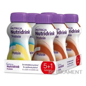 Nutridrink Protein 5+1 vanilková príchuť 3 x 200 ml + čokoládová príchuť 3 x 200 ml 1 set
