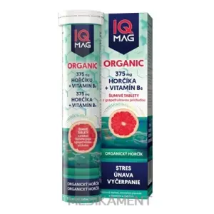 IQ MAG ORGANIC HORČÍK + Vitamín B6 šumivé tablety s grapefruitovou príchuťou 13 ks