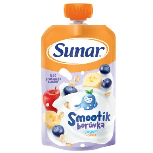 Sunar SMOOTÍK Čučoriedka, jogurt, ovos ovocno-obilný príkrm 120 g
