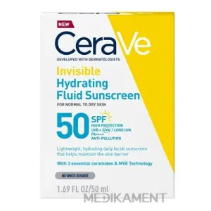 CeraVe Hydratačný opaľovací fluid s SPF 50+ pre normálnu až suchú pleť 50 ml