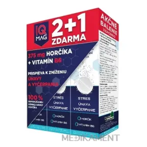 IQ MAG HORČÍK 375 mg + Vitamín B6 šumivé tablety citrónová príchuť (2+1 zadarmo) 3x20 ks