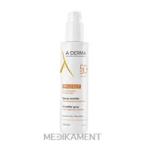 A-DERMA PROTECT Transparentný sprej SPF 50+ na opaľovanie veľmi vysoká ochrana 200 ml