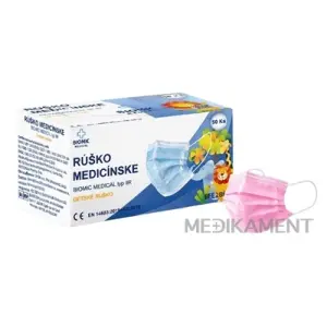 BIOMIC RÚŠKO medicínske detské ružové pre deti jednorazové typ IIR 50 ks