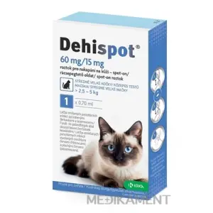 Dehispot 60 mg/15 mg spot-on roztok pre stredne veľké mačky > 2,5 - 5 kg, 0,7 ml