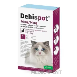 Dehispot 96 mg/24 mg spot-on roztok pre veľké mačky > 5 - 8 kg 1,12 ml