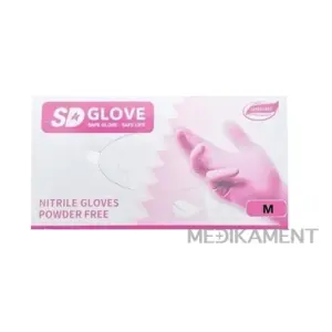 SD GLOVE Nitrilové rukavice veľ. M ružové nepudrované nesterilné 100 ks