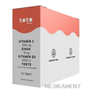 TOTO VITAMÍN C + ZINOK + VITAMÍN D3 FORTE tablety s postupným uvoľňovaním 90 ks