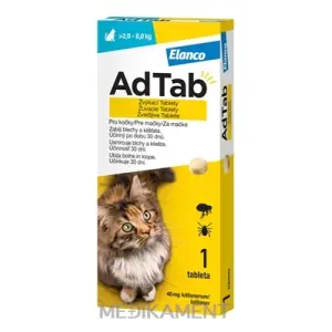 AdTab pre psy 112 mg žuvacie tablety hmotnosť psa > 2,5 – 5,5 kg 1 ks
