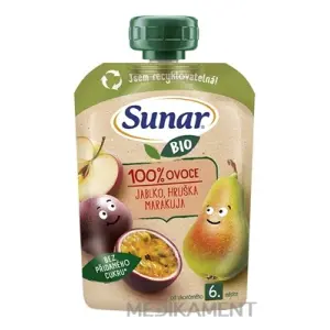 Sunar BIO Jablko Hruška Marakuja 100% ovocia kapsička od ukonč. 6. mesiaca 100 g