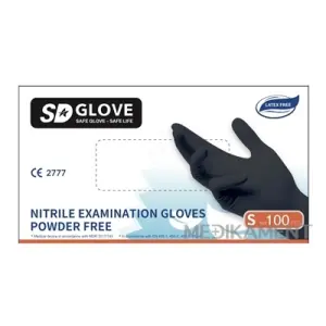 SD GLOVE Nitrilové rukavice veľ. S čierne nepudrované nesterilné 100 ks