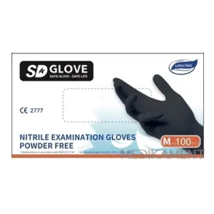 SD GLOVE Nitrilové rukavice veľ. M čierne nepudrované nesterilné 100 ks