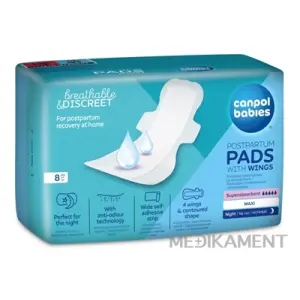 Canpol babies Popôrodné vložky s krídelkami Maxi nočné superabsorbent 8 ks