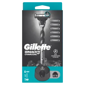 Gillette Mach3 Charcoal Holiaci Strojček pre Mužov, 1 Holiaci Strojček 6 Náhradných Holiac