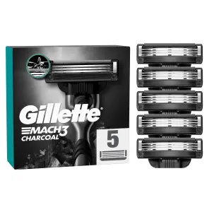 Gillette Mach3 Charcoal Náhradné Holiace Hlavice pre Mužov, 5 Náhradných Holiacich Hlavíc