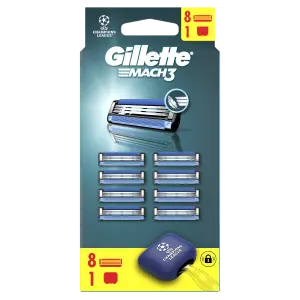 Gillette Mach3 Náhradné Holiace Hlavice pre Mužov, 8 Náhradných Holiacich Hlavíc