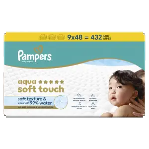 Pampers Aqua Soft Touch Wipes, 9ks x 48ks 