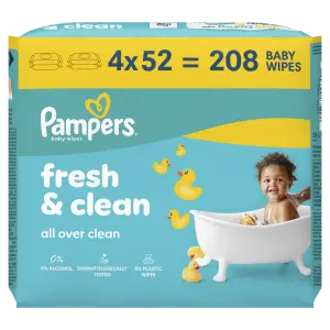 Pampers Fresh Clean  Wipes, 4ks x52ks  