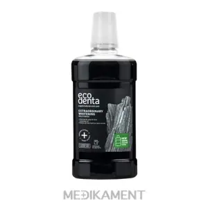 EcoDenta EXTRAORDINARY WHITENING ústna voda bieliaca s čiernym dreveným uhlím 500 ml