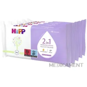 HiPP 2v1 Čistiace a ošetrujúce Vlhčené obrúsky s bio mandľovým olejom  5x48 ks