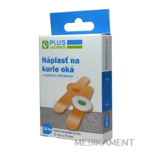 PLUS LEKÁREŇ Náplasť na kurie oká s kyselinou salicylovou 12 mm x 70 mm 12 ks