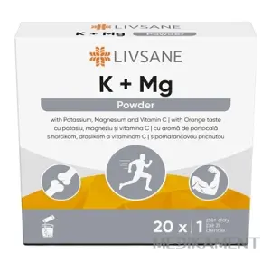 LIVSANE K + Mg Draslík a Horčík vrecúška minerálny prášok s pomarančovou príchuťou 20 ks