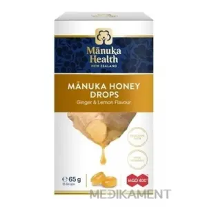 Manuka Health MANUKA HONEY DROPS cmúľacie pastilky príchuť zázvor a citrón 15 ks