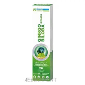 PLUS LEKÁREŇ GINKGO BILOBA + ženšen šumivé tablety príchuť zeleného čaju a c. trávy 20 ks