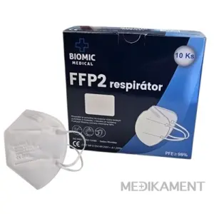 BIOMIC Respirátor FFP2 NR D bez ventilu jednorazový biely 10 ks