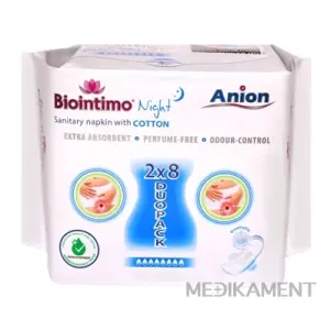 Biointimo Anion nočné s krídielkami DUOPACK aniónové hygienické vložky 2 x 8 ks 
