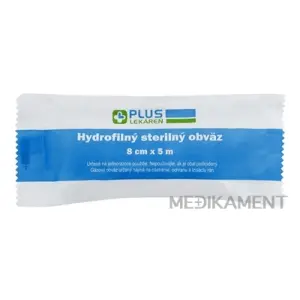 PLUS LEKÁREŇ Hydrofilný sterilný obväz 8 cm x 5 m 1 ks