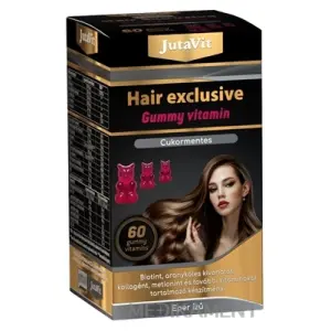 JutaVit Hair Exclusive Gummy Vitamin želatínové medvedíky príchuť jahoda 60 ks