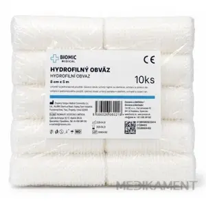 BIOMIC Obväz hydrofilný 8 cm x 5 m nesterilný 10 ks