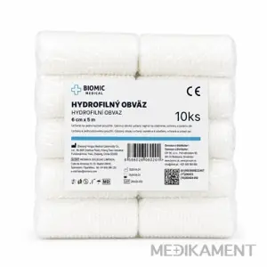 BIOMIC Obväz hydrofilný 6 cm x 5 m nesterilný 10 ks